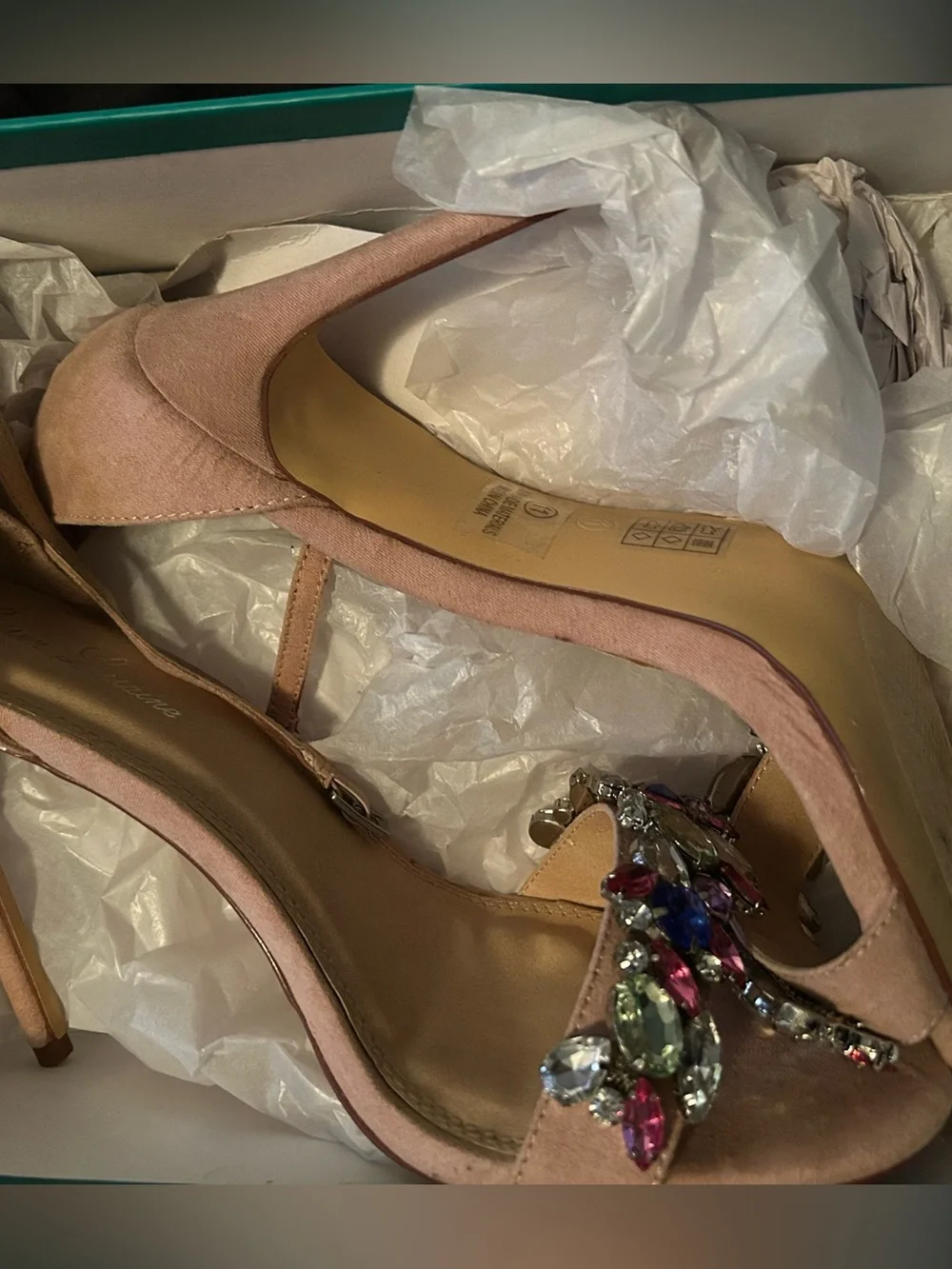Embellished Nude Open-Toe Stiletto Sandals